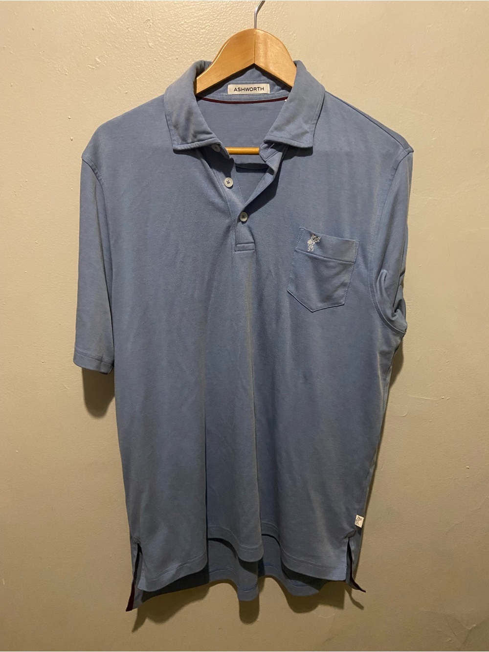 Ashworth Men's Dusty Blue Polo with Chest Pocket